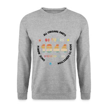 80 Years Old Made In 1944 Vintage March 1944 - Sweat-shirt Unisexe - gris chiné - Devant - Alina (178cm) & Michal (187cm)