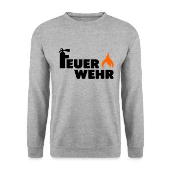 Feuerwehr Flamme - Unisex Pullover - Weißgrau meliert - Vorne - Alina (178cm) & Michal (187cm)