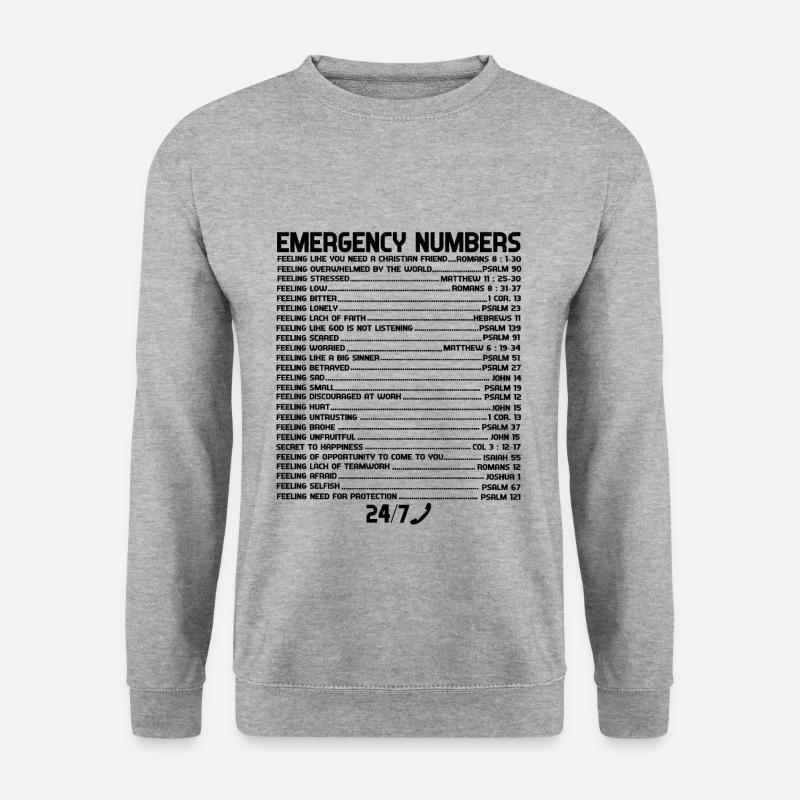 Notruf & Christlicher Glaube - Unisex Pullover - Weißgrau meliert
