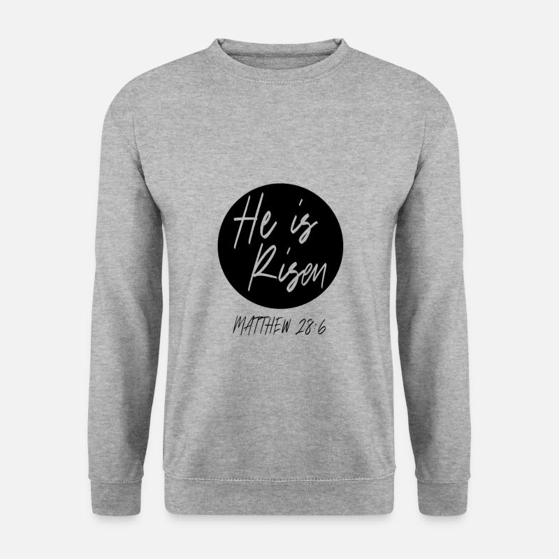 HE IS RISEN & Christliche Klamotten | Auferstehung - Unisex Pullover - Weißgrau meliert