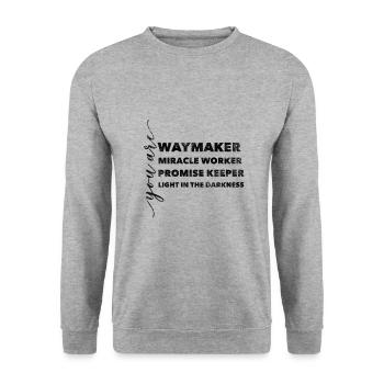 Waymaker Miracle Worker Promise Christian Faith - Unisex Sweatshirt - salt & pepper - Front - Alina (178cm) & Michal (187cm)