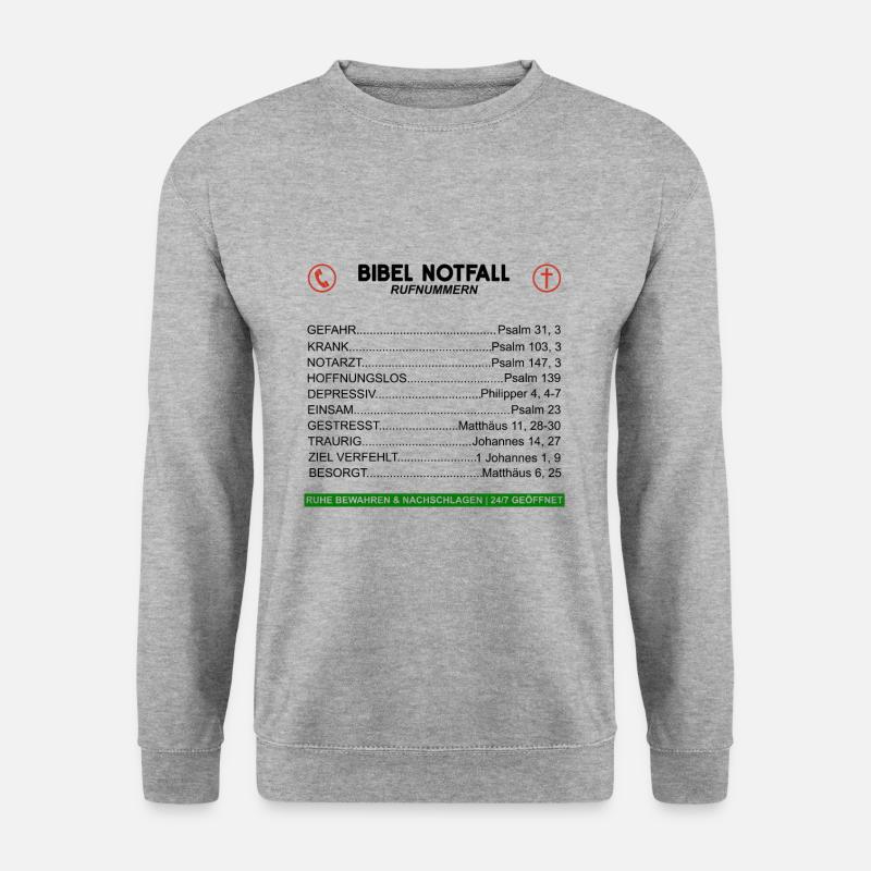 Notfall Bibelverse Glauben Kirche Gott Christliche - Unisex Pullover - Weißgrau meliert