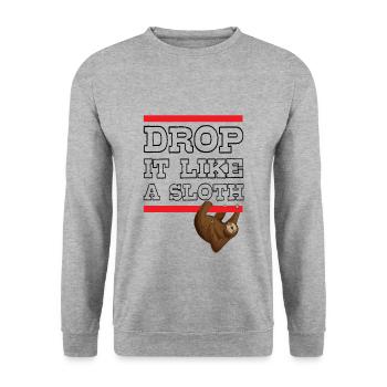 Drop It Like A Sloth - Sweat-shirt Unisexe - gris chiné - Devant - Alina (178cm) & Michal (187cm)