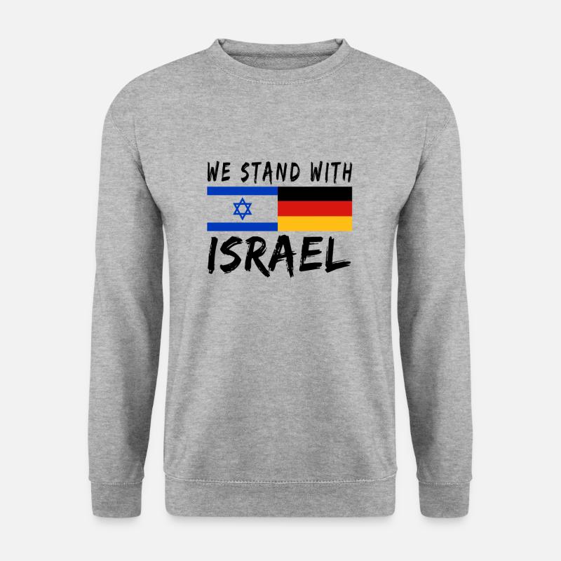 Stehe mit Israel | Deutschland Israel Freundschaft - Unisex Pullover - Weißgrau meliert