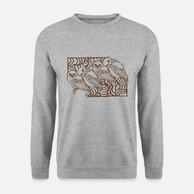 Süße Hand gezeichnete Eulen, Illustration - Unisex Pullover - Weißgrau meliert