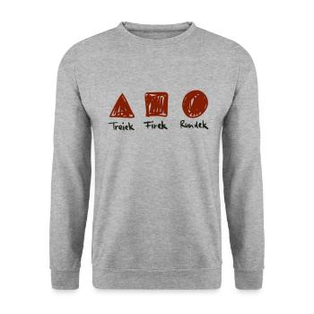 Geometrie - Dreieck, Viereck und Kreis - Unisex Pullover - Weißgrau meliert - Vorne - Alina (178cm) & Michal (187cm)