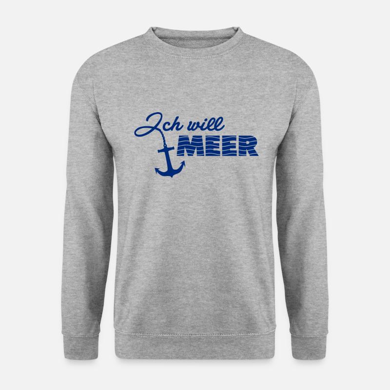 Ich will Meer - Unisex Pullover - Weißgrau meliert