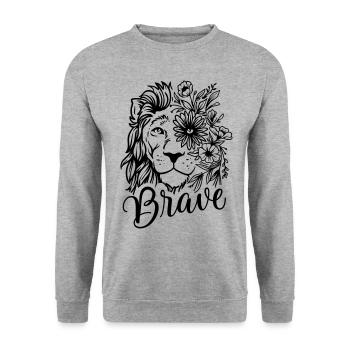 Lion Lion's Head cool Africa Horoscope Zodiac Sign - Unisex Sweatshirt - salt & pepper - Front - Alina (178cm) & Michal (187cm)