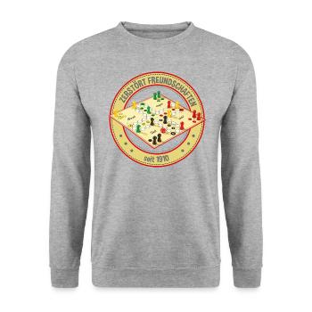 L’homme ne se fâche pas - détruit les amitiés - Sweat-shirt Unisexe - gris chiné - Devant - Alina (178cm) & Michal (187cm)