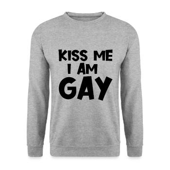 Embrasse-moi je suis gay - LGBTQ - Sweat-shirt Unisexe - gris chiné - Devant - Alina (178cm) & Michal (187cm)