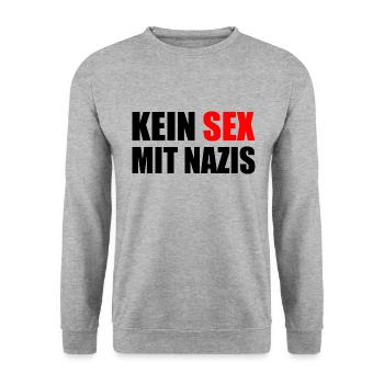 kein sex mit nazis - Unisex Pullover - Weißgrau meliert - Vorne - Alina (178cm) & Michal (187cm)