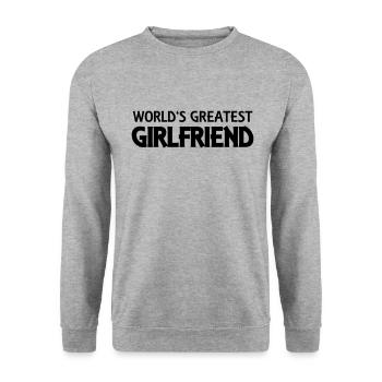 World's greatest girlfriend - Unisex Pullover - Weißgrau meliert - Vorne - Alina (178cm) & Michal (187cm)