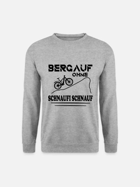MTB Ebike Radfahrer Bergauf Ohne Schnaufi Schnauf - Unisex Pullover - Weißgrau meliert