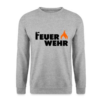 Feuerwehr Flamme - Unisex Pullover - Weißgrau meliert - Vorne - Alina (178cm) & Michal (187cm)