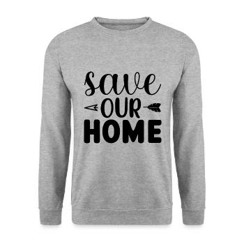 Save Our Home - Unisex Pullover - Weißgrau meliert - Vorne - Alina (178cm) & Michal (187cm)