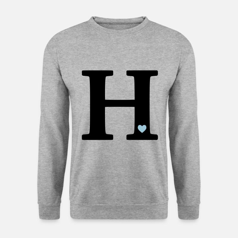 Buchstabe H Anfangsbuchstabe - Unisex Pullover - Weißgrau meliert