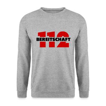 112 Bereitschaft - Unisex Pullover - Weißgrau meliert - Vorne - Alina (178cm) & Michal (187cm)
