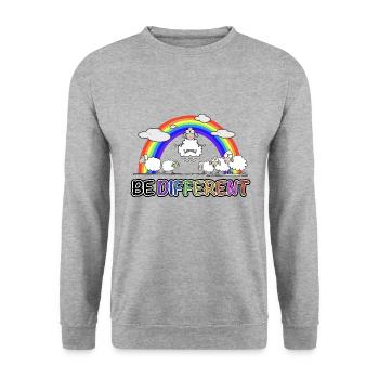 Schaf meditiert - Unisex Pullover - Weißgrau meliert - Vorne - Alina (178cm) & Michal (187cm)