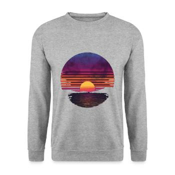 Rétro Coucher de soleil Extérieur Océan Années 80 Vintage - Sweat-shirt Unisexe - gris chiné - Devant - Alina (178cm) & Michal (187cm)