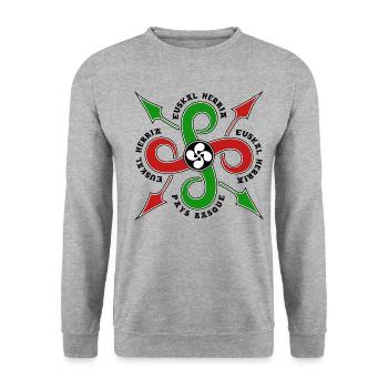 Croix Basque - Sweat-shirt Unisexe - gris chiné - Devant - Alina (178cm) & Michal (187cm)