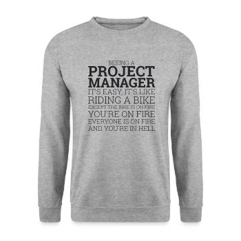 "Project Manager Bike" | "Project Manager" - Unisex Sweatshirt - salt & pepper - Front - Alina (178cm) & Michal (187cm)