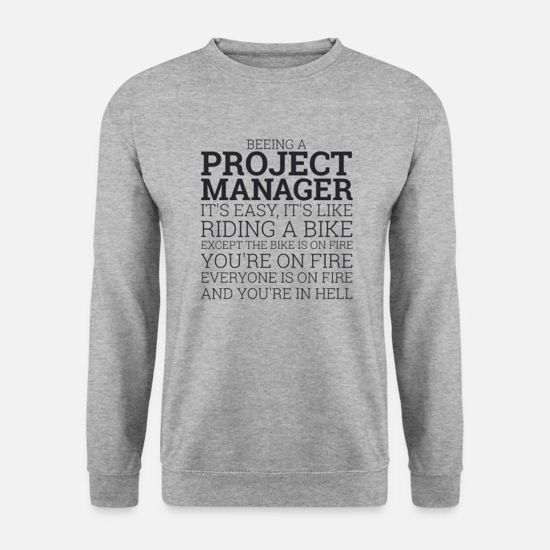 "Project Manager Bike" | "Project Manager" - Unisex Pullover - Weißgrau meliert