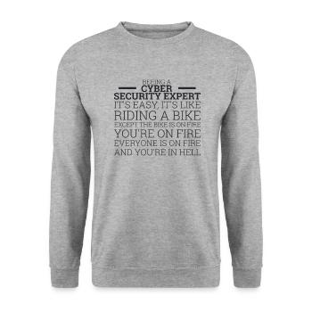 « Cyber Security Expert Bike | Hackers » - Sweat-shirt Unisexe - gris chiné - Devant - Alina (178cm) & Michal (187cm)