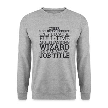 « Cyber Security Expert Wizard | Hackers » - Sweat-shirt Unisexe - gris chiné - Devant - Alina (178cm) & Michal (187cm)