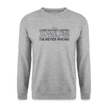 « Temps d'expert en cybersécurité | Hacker » - Sweat-shirt Unisexe - gris chiné - Devant - Alina (178cm) & Michal (187cm)