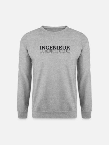 "Ingenieur Diskutiere | Ingenieur" - Unisex Pullover - Weißgrau meliert
