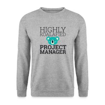 "Project Manager Koalafied | Project Manager" - Unisex Sweatshirt - salt & pepper - Front - Alina (178cm) & Michal (187cm)