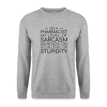 "Pharmacist Sarcasm | Pharmacy" - Unisex Sweatshirt - salt & pepper - Front - Alina (178cm) & Michal (187cm)