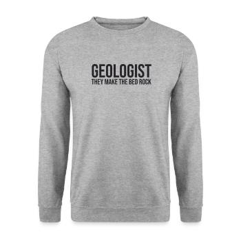 « Géologue Bed | Geology » - Sweat-shirt Unisexe - gris chiné - Devant - Alina (178cm) & Michal (187cm)