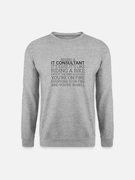 "IT-Consultant Bike | IT-Consultant" - Unisex Pullover - Weißgrau meliert
