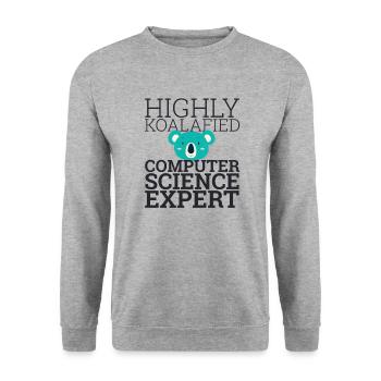 "Computer Science Expert Koalafied | Computer Science" - Unisex Sweatshirt - salt & pepper - Front - Alina (178cm) & Michal (187cm)