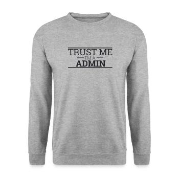 "Admin Trust | Admin" - Unisex Pullover - Weißgrau meliert - Vorne - Alina (178cm) & Michal (187cm)