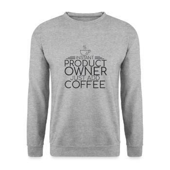 "Product Owner Coffee | "Scrum Master"" - Unisex Pullover - Weißgrau meliert - Vorne - Alina (178cm) & Michal (187cm)
