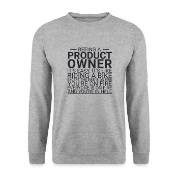 « Product Owner Bike | » Scrum Master" » - Sweat-shirt Unisexe - gris chiné - Devant - Alina (178cm) & Michal (187cm)