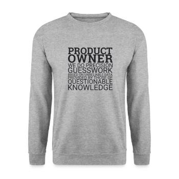 "Product Owner Guesswork | "Scrum Master"" - Unisex Pullover - Weißgrau meliert - Vorne - Alina (178cm) & Michal (187cm)
