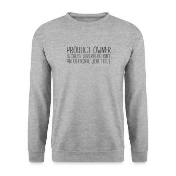 « Product Owner Superhero | » Scrum Master" » - Sweat-shirt Unisexe - gris chiné - Devant - Alina (178cm) & Michal (187cm)
