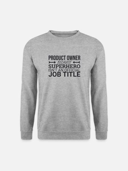 "Product Owner Superhero | "Scrum Master"" - Unisex Pullover - Weißgrau meliert