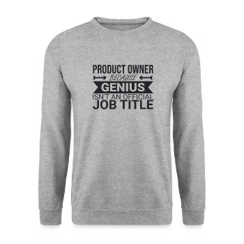 « Product Owner Genius | » Scrum Master" » - Sweat-shirt Unisexe - gris chiné - Devant - Alina (178cm) & Michal (187cm)