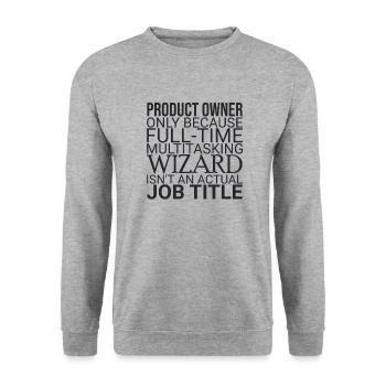 "Product Owner Wizard | "Scrum Master"" - Unisex Pullover - Weißgrau meliert - Vorne - Alina (178cm) & Michal (187cm)