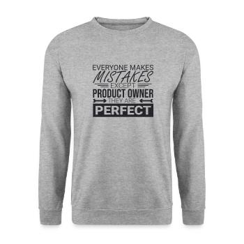 "Product Owner Perfect | "Scrum Master"" - Unisex Pullover - Weißgrau meliert - Vorne - Alina (178cm) & Michal (187cm)