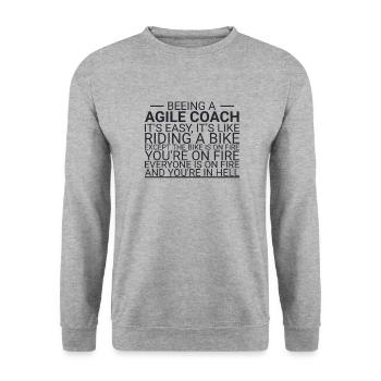 « Agile Coach Bike | Agile » - Sweat-shirt Unisexe - gris chiné - Devant - Alina (178cm) & Michal (187cm)