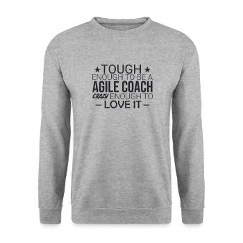 "Agile Coach Crazy | Agile" - Unisex Pullover - Weißgrau meliert - Vorne - Alina (178cm) & Michal (187cm)
