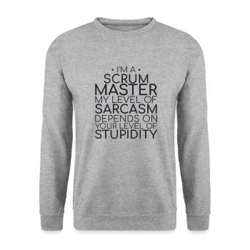 "Scrum Master Sarcasm | " Scrum Master"" - Unisex Sweatshirt - salt & pepper - Front - Alina (178cm) & Michal (187cm)