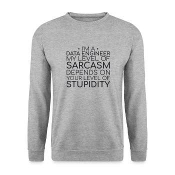 "Data Engineer Sarcasm | Data Science" - Unisex Sweatshirt - salt & pepper - Front - Alina (178cm) & Michal (187cm)