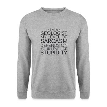 "Geologist Sarcasm | Geologie" - Unisex Pullover - Weißgrau meliert - Vorne - Alina (178cm) & Michal (187cm)