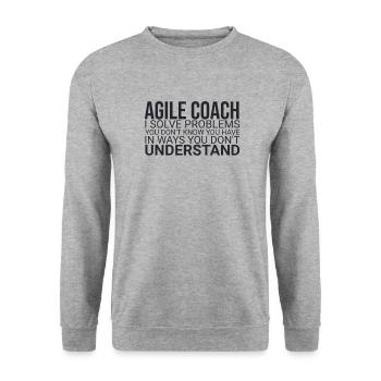 "Agile Coach Solve Problem | Agile" - Unisex Pullover - Weißgrau meliert - Vorne - Alina (178cm) & Michal (187cm)